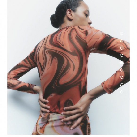 Zara Tops Nwt Zara Tulle Bodysuit Orange Black Poshmark